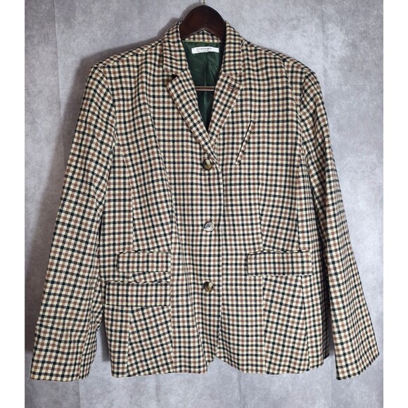 Vintage Liz Claiborne New York Plaid Blazer Womens XL Wool Blend 3 Button Career - Picture 2 of 16